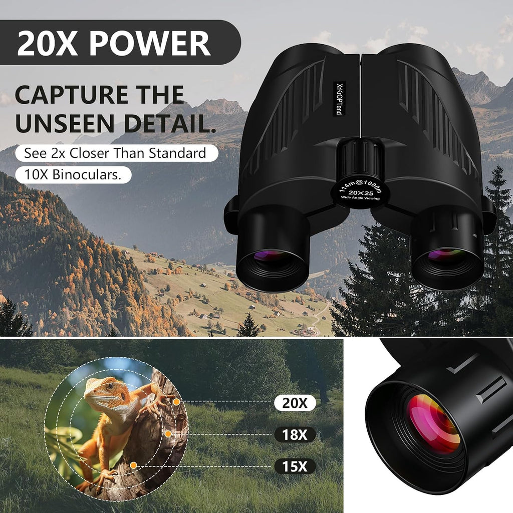 20x25 Compact Binoculars with Strap for Kids and Adults, Sharp Clear, Mini Low Weight Binoculars for Bird Watching,Hiking Outdoor, Cruise Ship,Concert