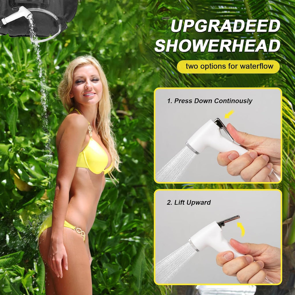 Portable Camping Shower Tent,Shower Tent Kit, Outdoor Pop Up Privacy Tent,Changing Tent with 5 Gallon Shower Bag-(Nozzle Upgraded)