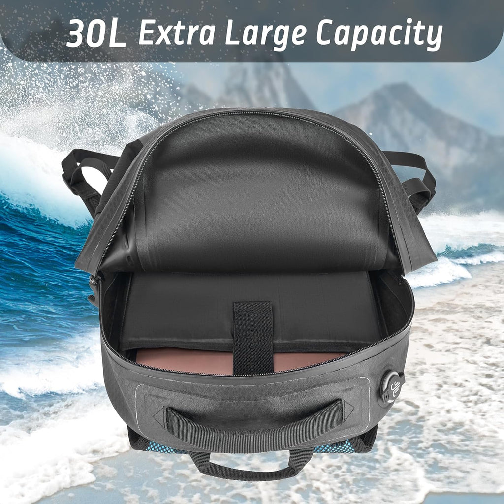 Trudave Waterproof Backpack, Waterproof Submersible Backpack, Floating TPU Coated Dry Bag with Airtight Zipper for Kayak, Fishing, Boating, Hiking (30L)