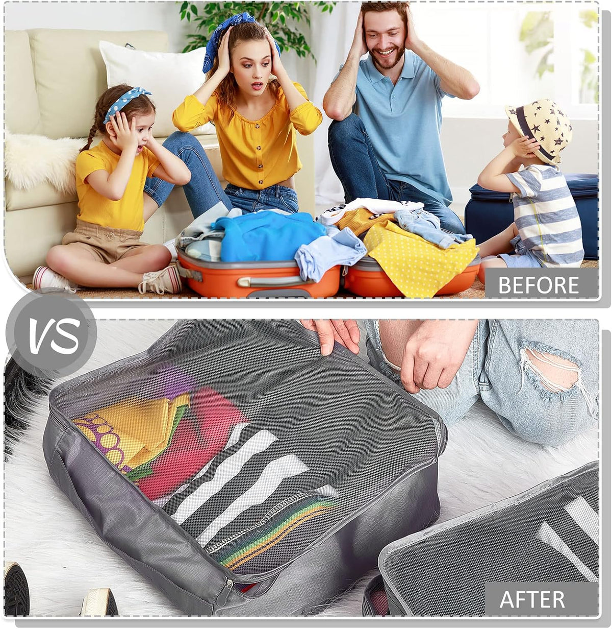 Silkfly 12 Pcs Packing Cubes for Travel,XL, L, M,Classic,Gray