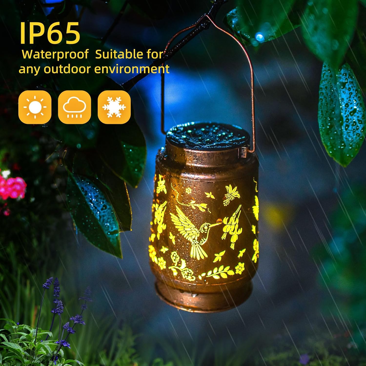 Hummingbird Solar Lanterns Outdoor Waterproof Hanging Solar Lights Gifts for Women Men Mom Metal Decorative LED Lantern Outside for Decor Garden,Yard,Patio,Lawn,Porch,Backyard