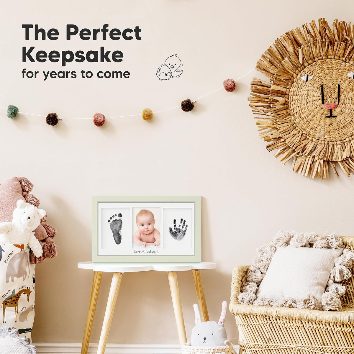 KeaBabies Inkless Hand and Footprint Kit, Boy Girl Newborn Keepsake (Sage)