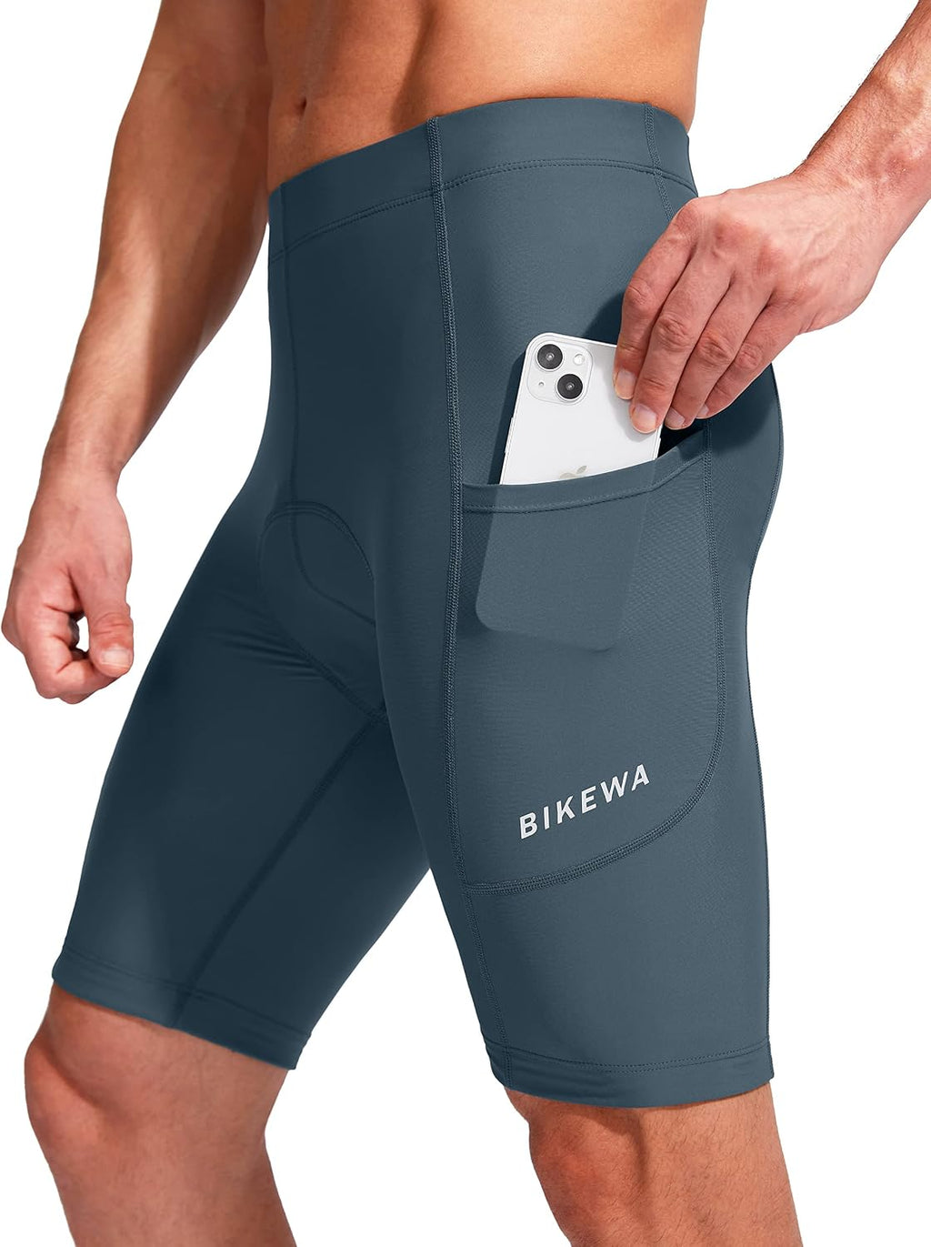 Bikewa Men's Bike Shorts 3D Padded Cycling Road Biking Mountain Riding Biker Bicycle UPF 50+ Cycle Shorts Zipper Pockets