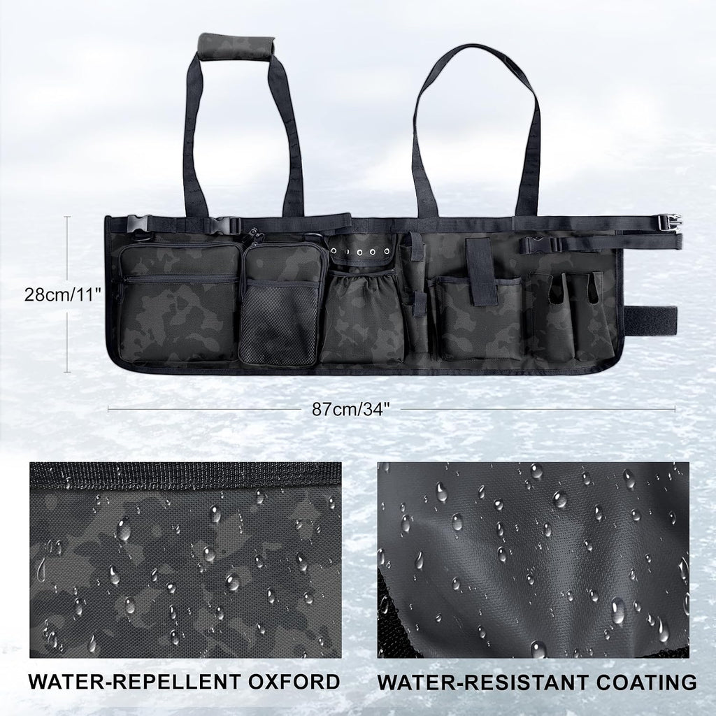 Fishing Bucket Organizer with Bucket Cover Fishing Tackle Bag with Rod & Plier Holder, Multi-Pockets for 5 Gallon Bucket Fishing Gear & Accessories Father Gifts
