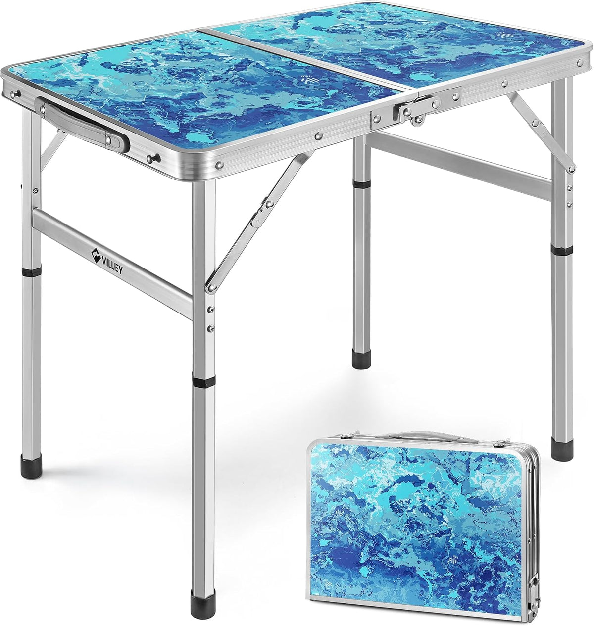 VILLEY Folding Camping Table 2FT, Portable Small Picnic Table