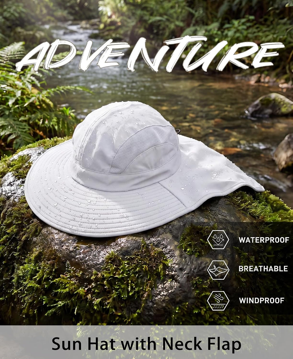 Home Prefer UPF 50+ Sun Hats for Men Women Wide Brim Fishing Hat with Neck Flap UV Protection Sunblock Safari Bucket Hat