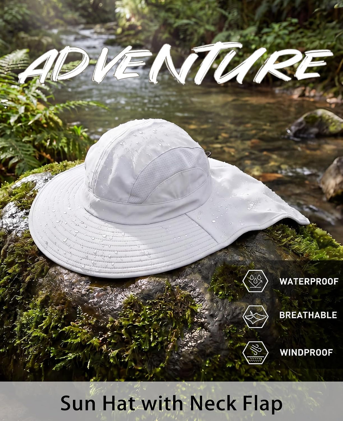 Home Prefer UPF 50+ Sun Hats for Men Women Wide Brim Fishing Hat with Neck Flap UV Protection Sunblock Safari Bucket Hat