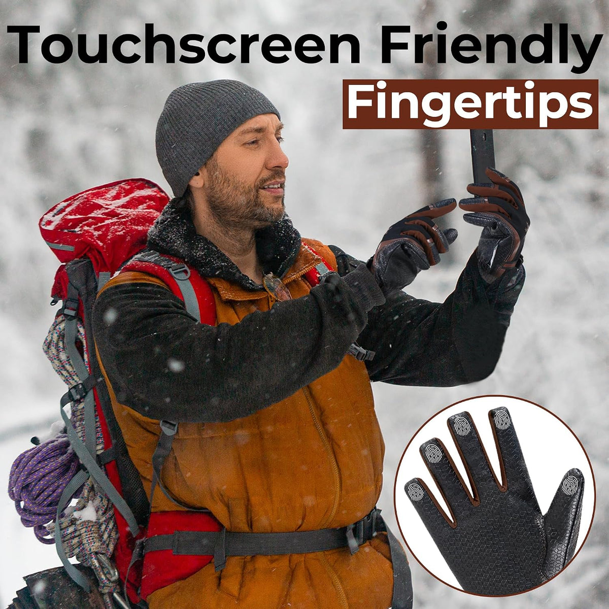 HANDLANDY Winter Work Gloves for Men Women, 3M Thinsulate Insulated Thermal Waterproof Skiing Hiking Cold Weather Gloves