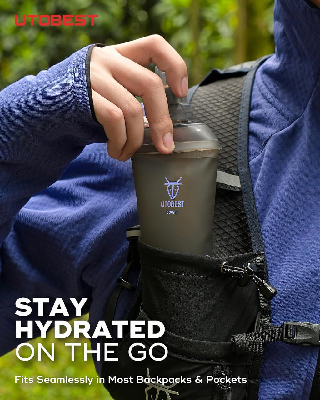 UTOBEST Soft Flask 500ml Collapsible Running Water Bottles