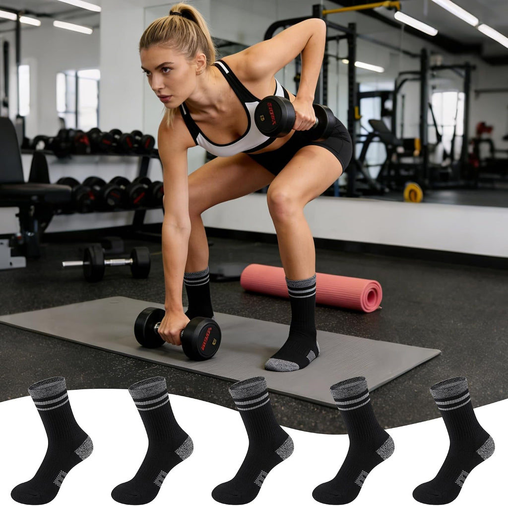 Gonii Women Athletic Cushioned Crew Socks 5 Pairs