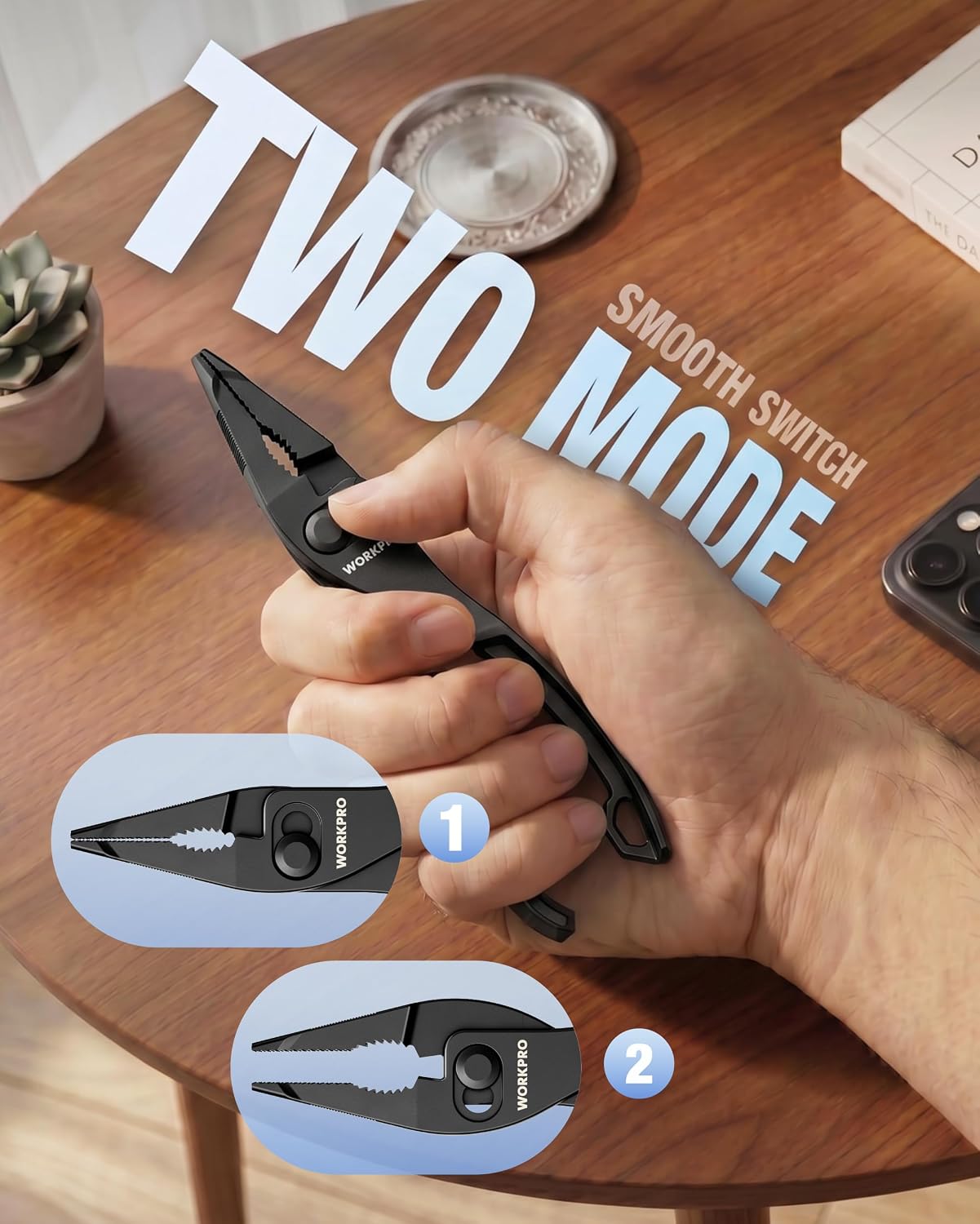 WORKPRO 4.5 Inch Long Nose Slip Joint Pliers, Small Pliers for Tight Spaces
