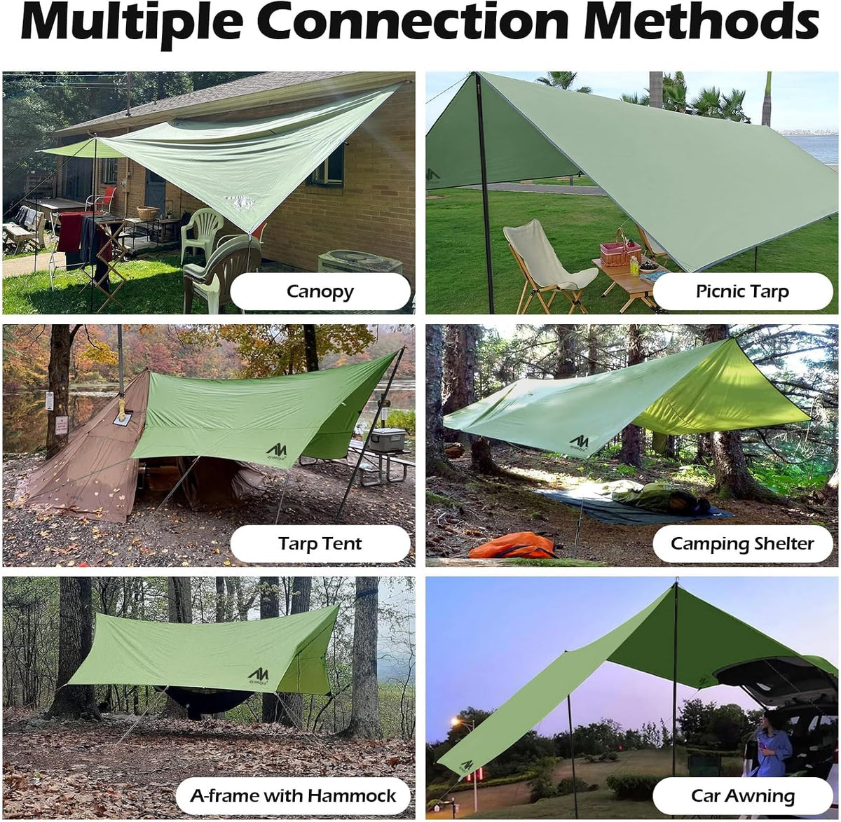 AYAMAYA Waterproof Camping Tarp with Poles Heavy Duty, 10x 15FT Extra Large