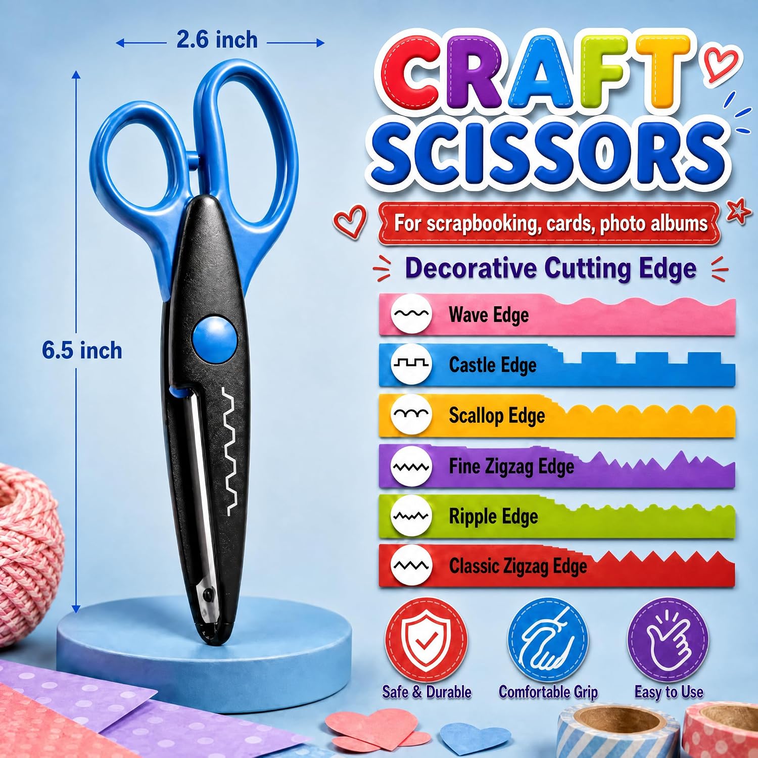 Craft Scissors Set, Pattern Cutters for Scrapbooking, Paper Crafts