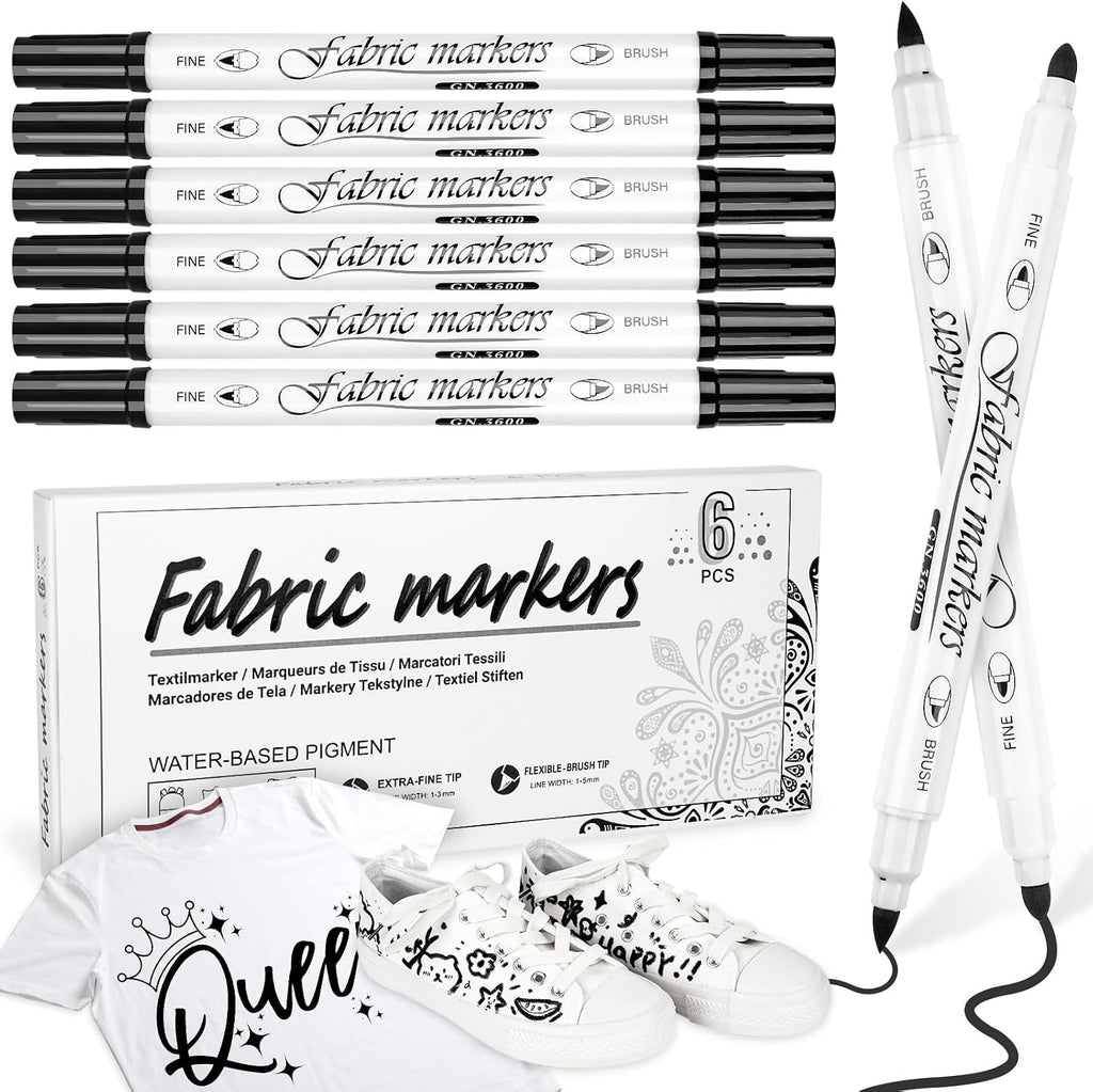 JR.WHITE Fabric Markers Permanent for Clothes Sneaker Shoes T Shirt Onesies Bibs Bodysuit Pillow Canvas Tote Bags Teen Adults Fabric Decorating, Fine Point Pen Fabric Paint Pens Set of 48 Colors