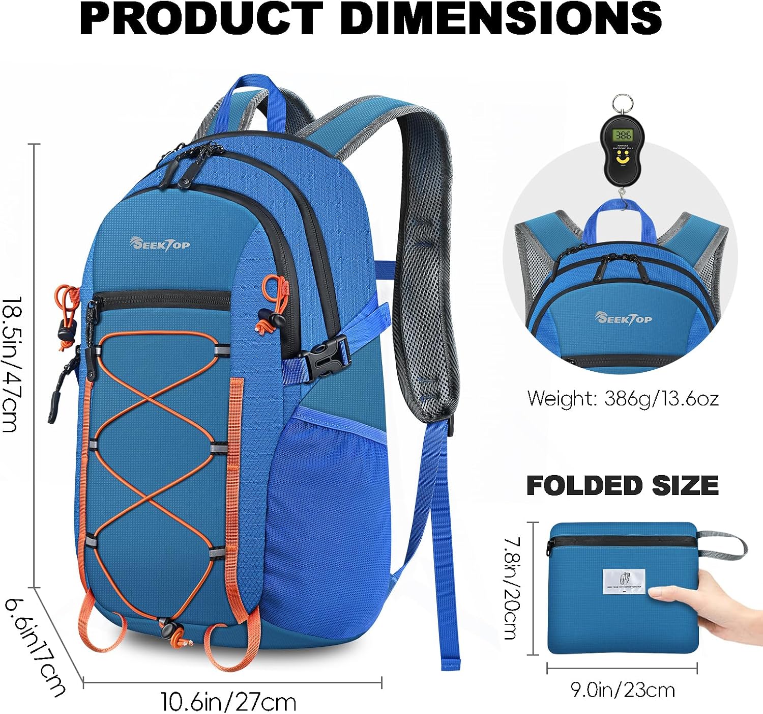 Seektop Packable Waterproof Hiking Backpack, 20L Lightweight Daypack