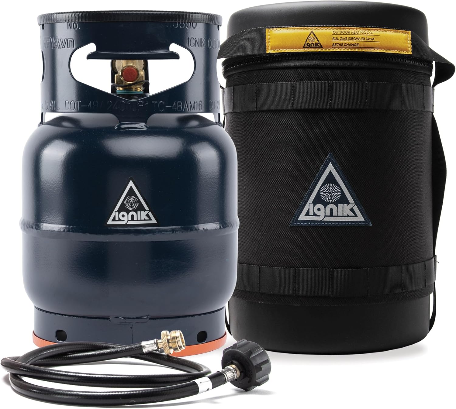 Ignik Refillable Gas Growler Deluxe 5-Pound Empty Propane Tank with Carry Case and Adapter Hose