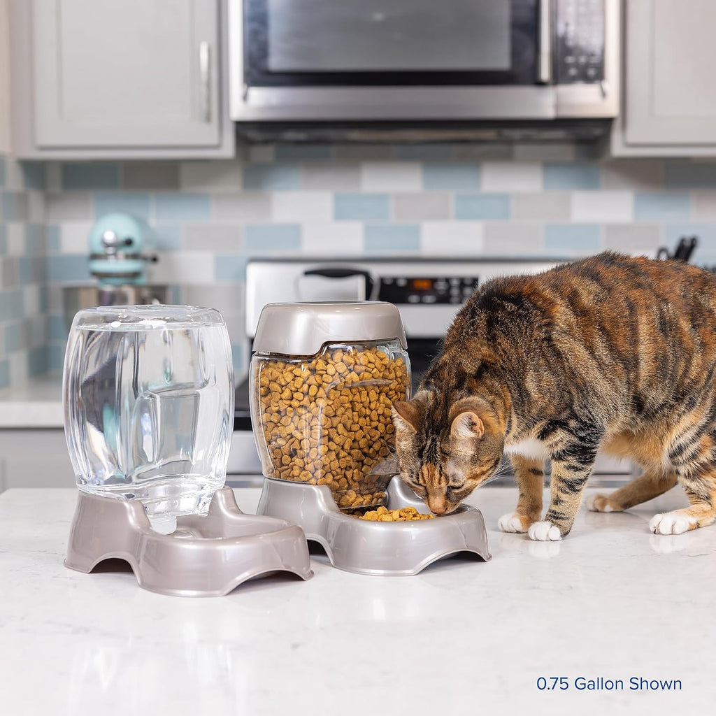 Petmate Pet Cafe Gravity Water Dispenser, 0.75 GAL, Pearl Gray