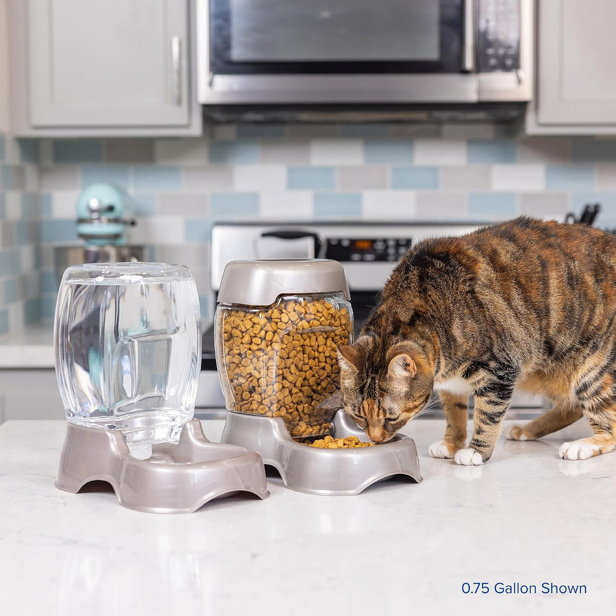 Petmate Pet Cafe Gravity Water Dispenser, 0.75 GAL, Pearl Gray