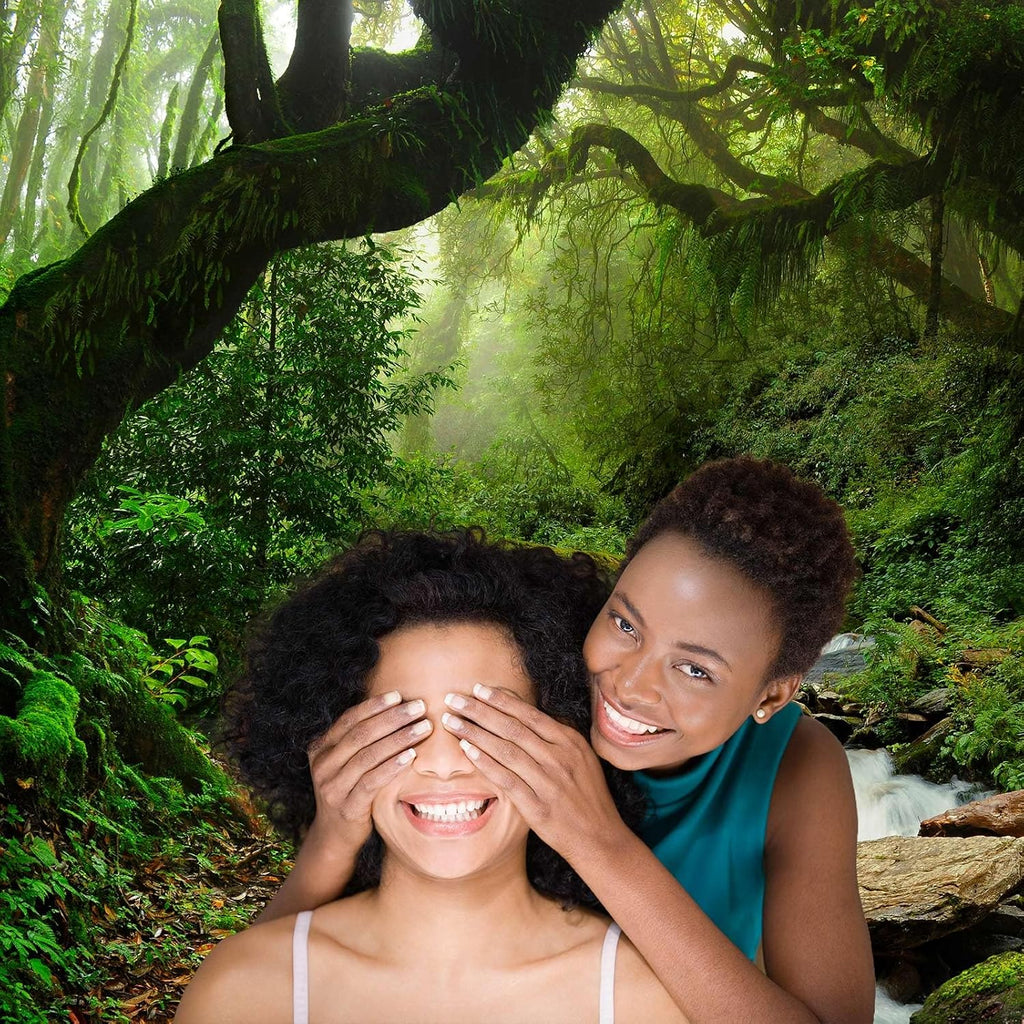 Jungle Forest Backdrop Foggy Rainforest Jungle Landscape Photography Background Stream Lush Green Trees Plants Nature Scene Backdrop for Travel Hiking Portrait Video Shoot Photo Studio Props 7x5ft