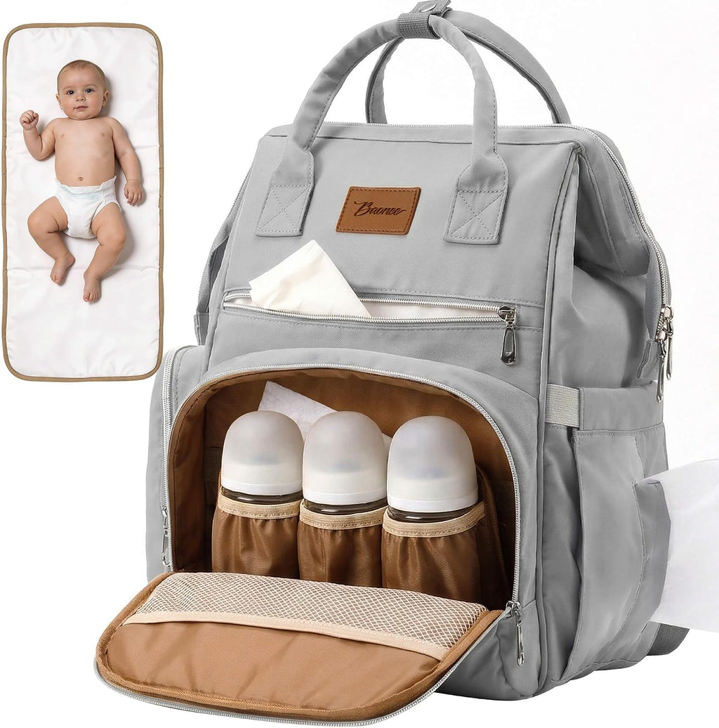 Diaper Bag Backpack with Wet/Dry Pocket, Changing Pad, 24L Green