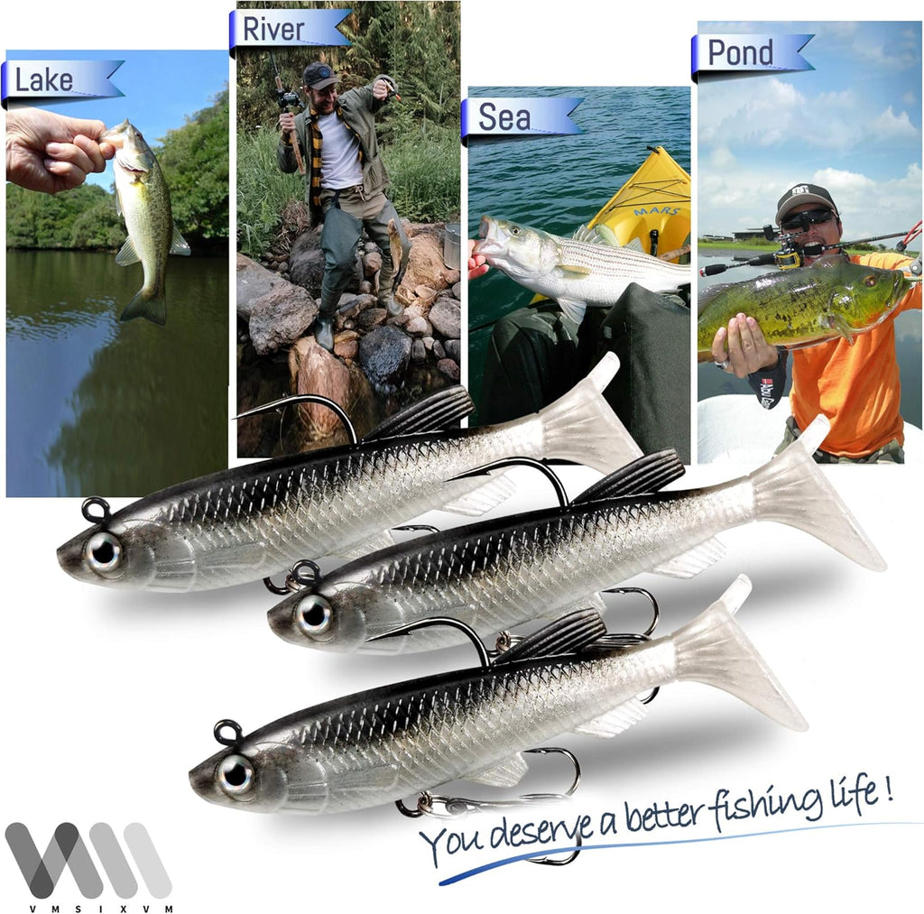 Soft Fishing Lures Paddle Tail Swim Baits for Bass Fishing