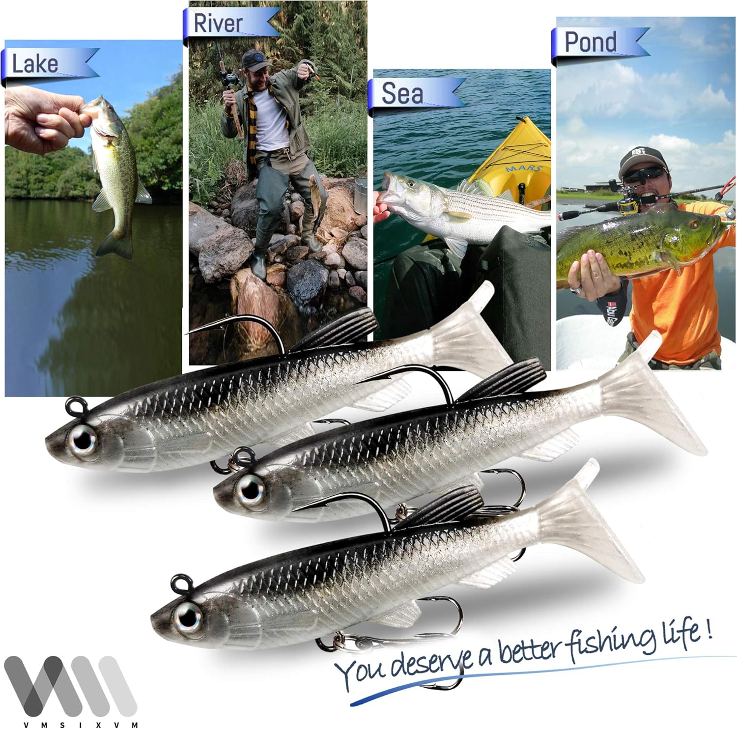Soft Fishing Lures Paddle Tail Swim Baits for Bass Fishing