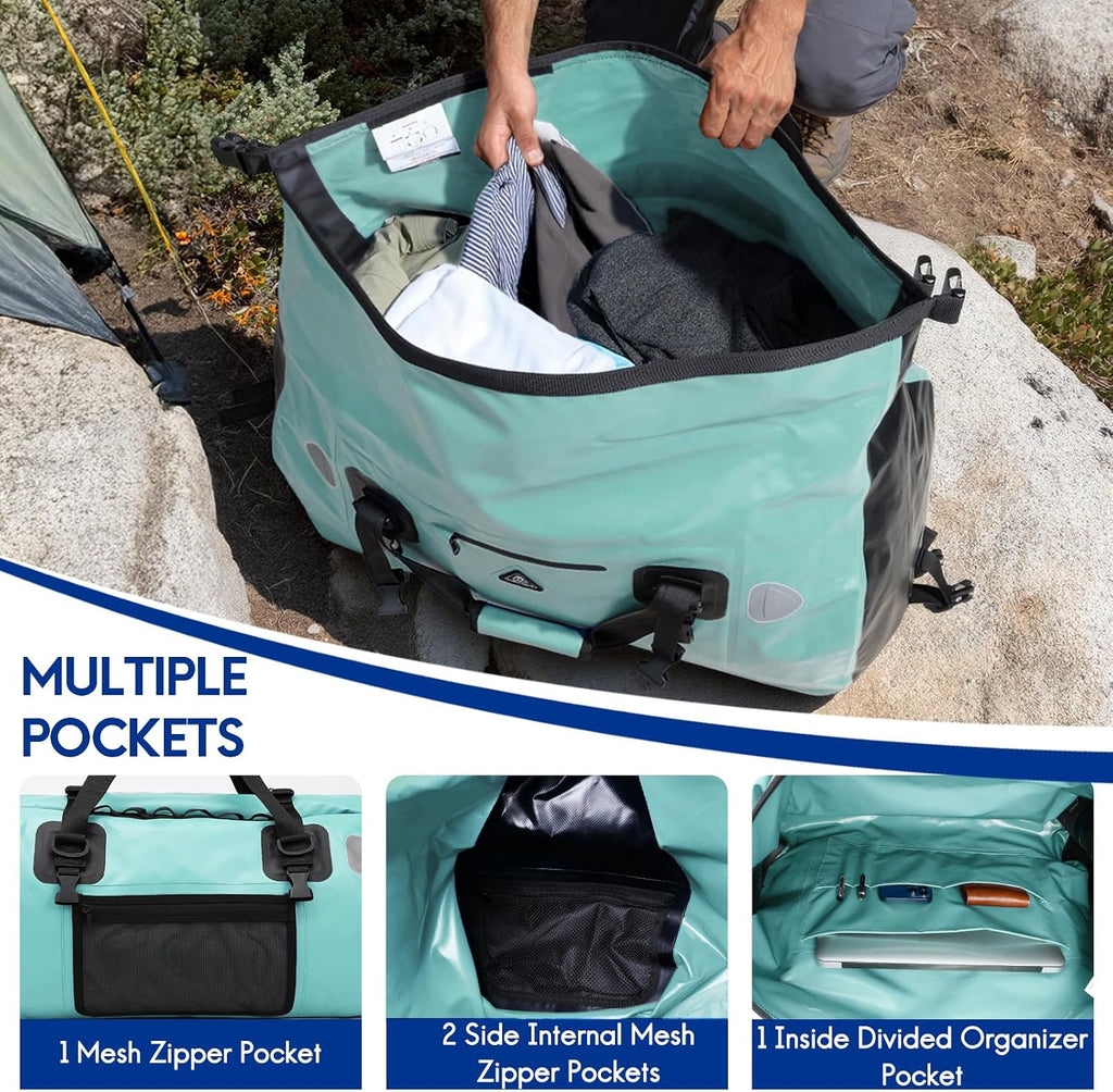Haimont Waterproof Duffel Bag Roll-top Dry Duffel Bag with Quick-fixed Straps for Motorcycling, Rafting, Boating, SUP, Kayaking, Travel, 50L/70L