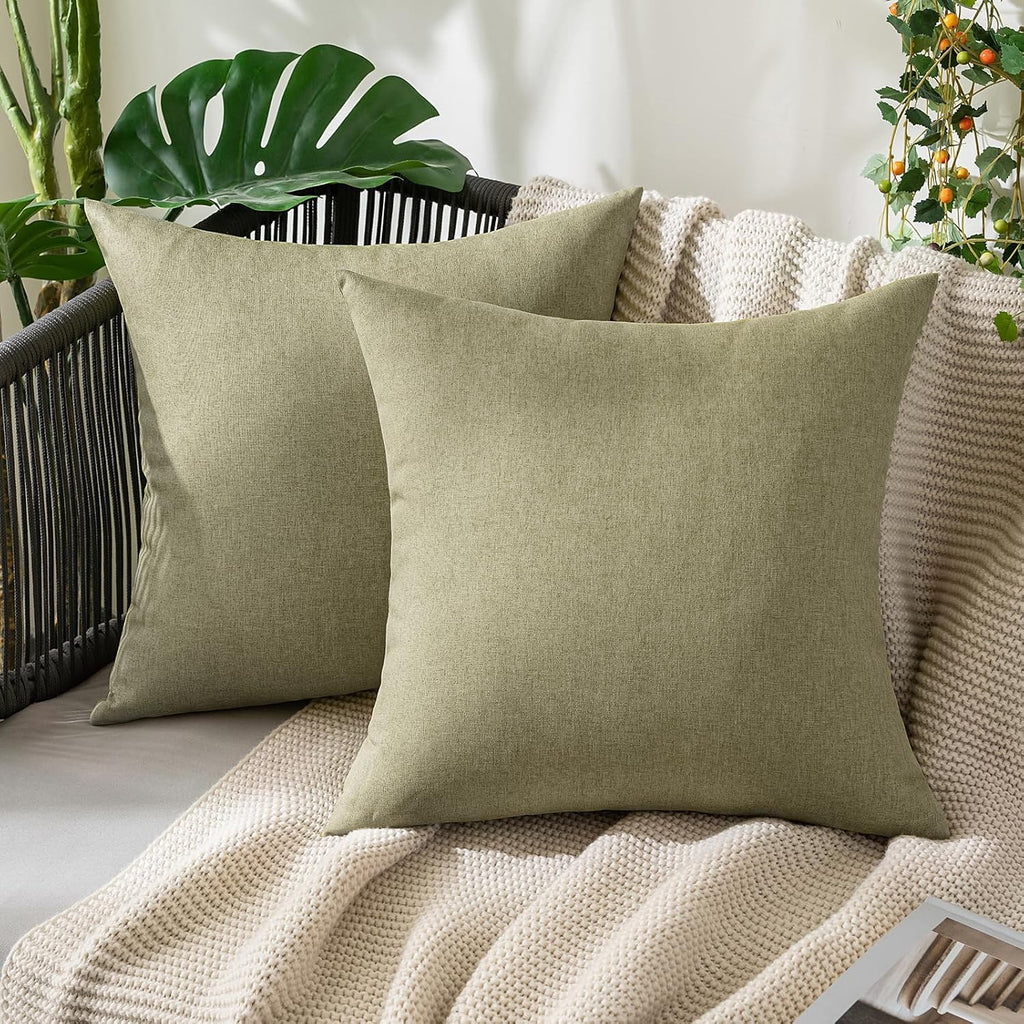 MIULEE Decorative Outdoor Pillow Covers Waterproof 18x18 Beige