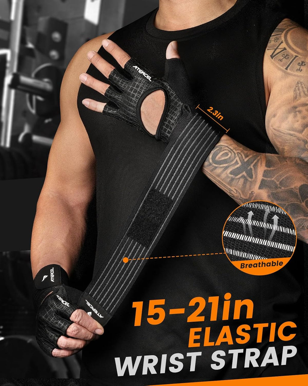 ATERCEL Gym Gloves for Men with Wrist Support, for Workout Weight Lifting