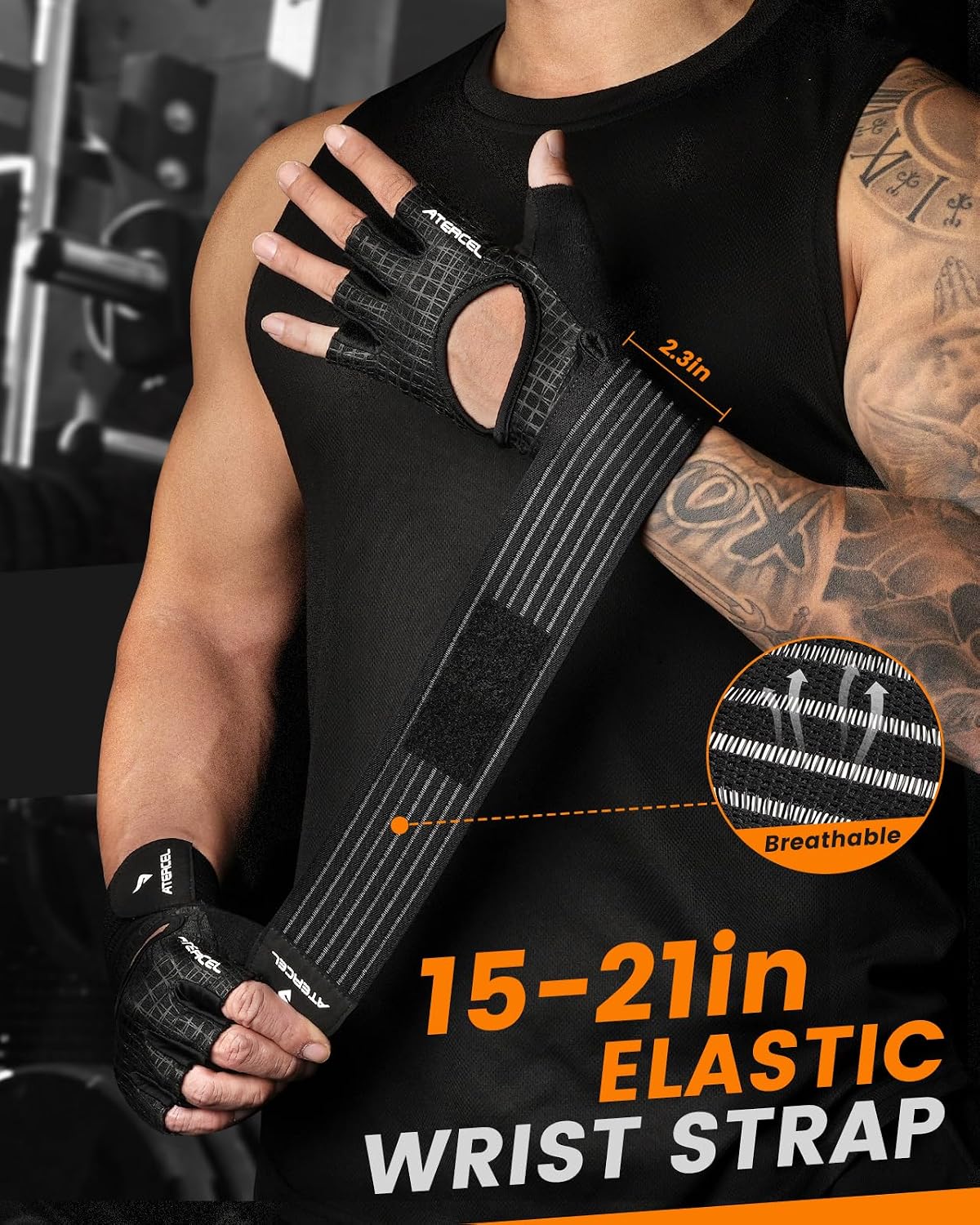 ATERCEL Gym Gloves for Men with Wrist Support, for Workout Weight Lifting