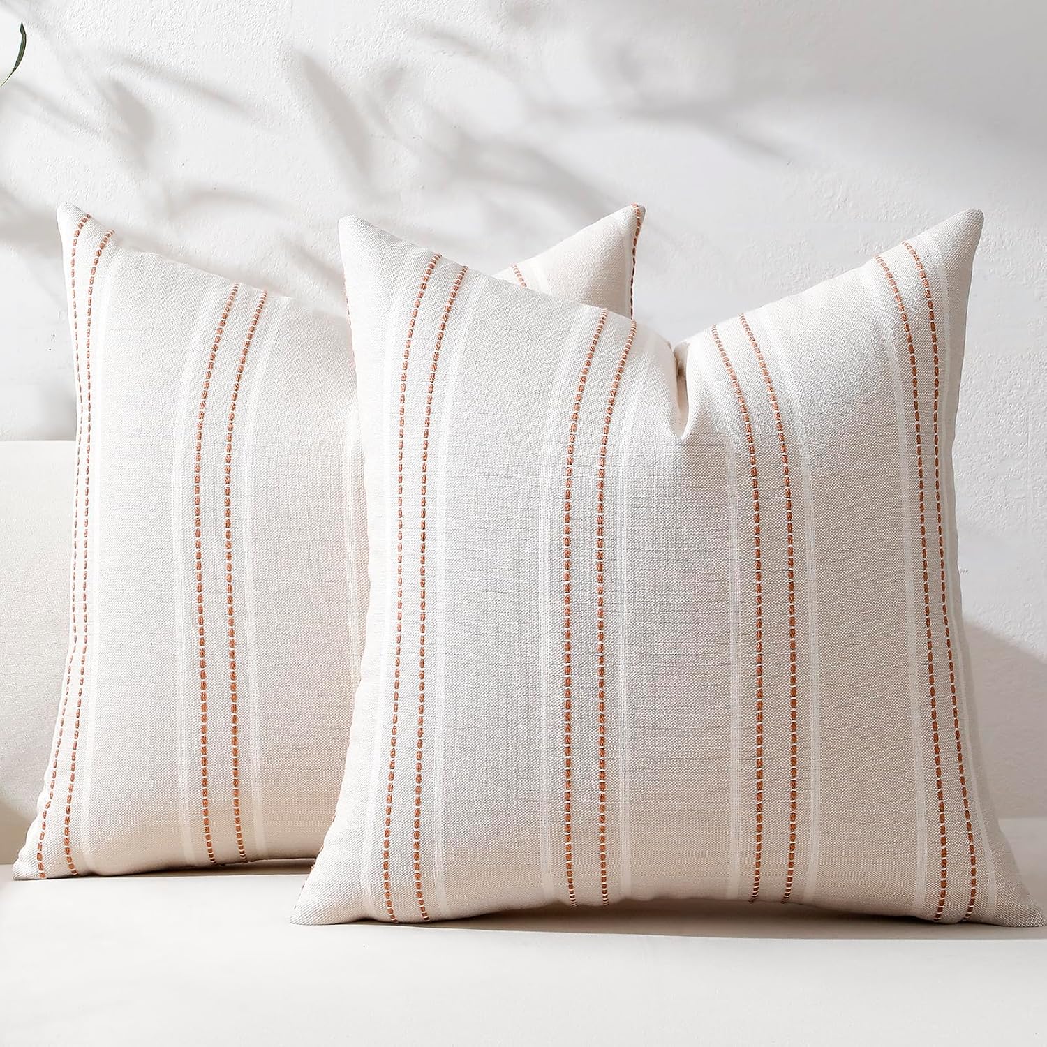 Hckot Striped Throw Pillow Covers 20x20 Set of 2 Fall Pillow Covers Caramel