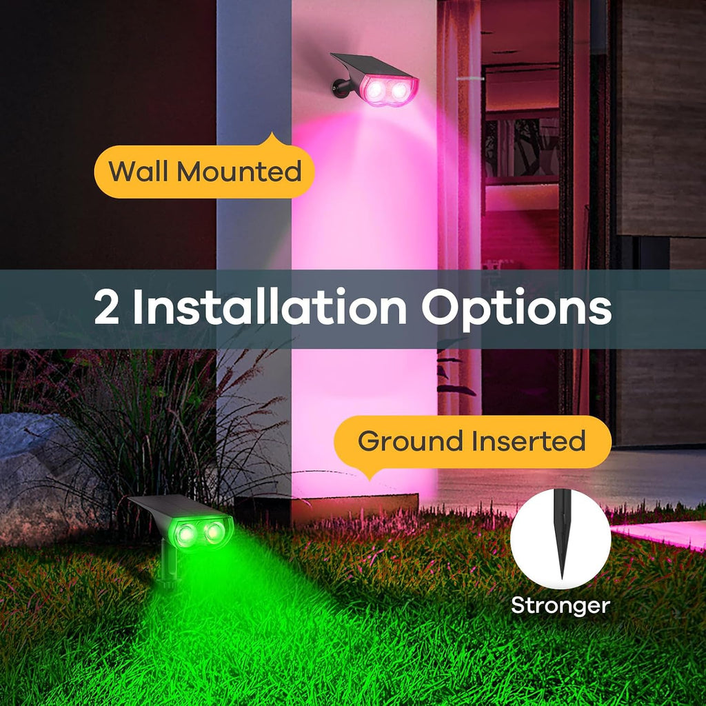 Linkind Solar Lights Outdoor Waterproof LED Landscape Spotlight RGB 2 Pack