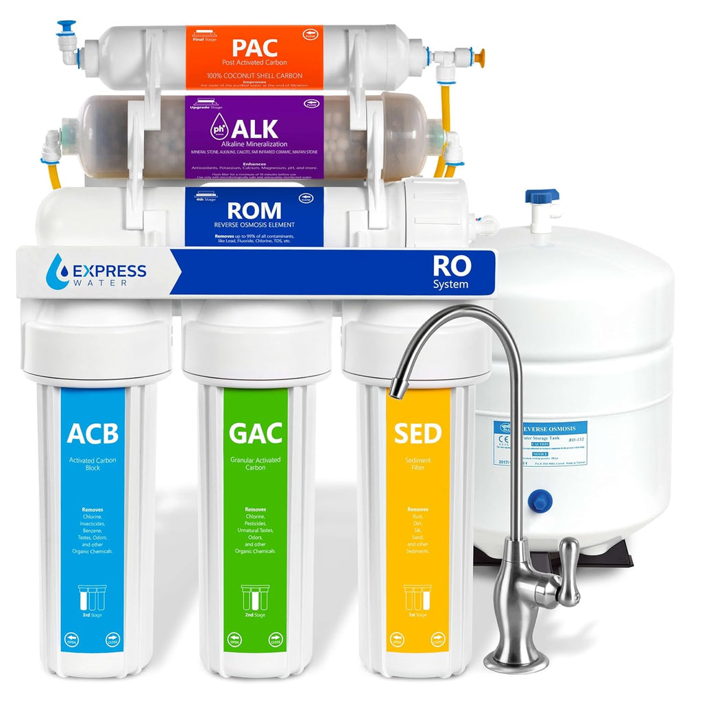 Express Water ROALK10D, 10-Stage Under Sink RO System, Alkaline, 100 GPD