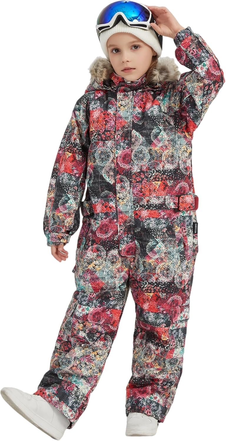 Kids Girls Boys Waterproof Colorful One Piece Snowsuits Coveralls Ski Suits Jackets Winter Jumpsuits