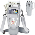 Initial Water Bottle Holder with Strap for Stanley Cup Accessories 40 oz/Simple Modern Tumbler, Birthdays for Women Girls, Water Bottle Carrier Bag with Phone Pocket,Hiking Walking Gym Camping