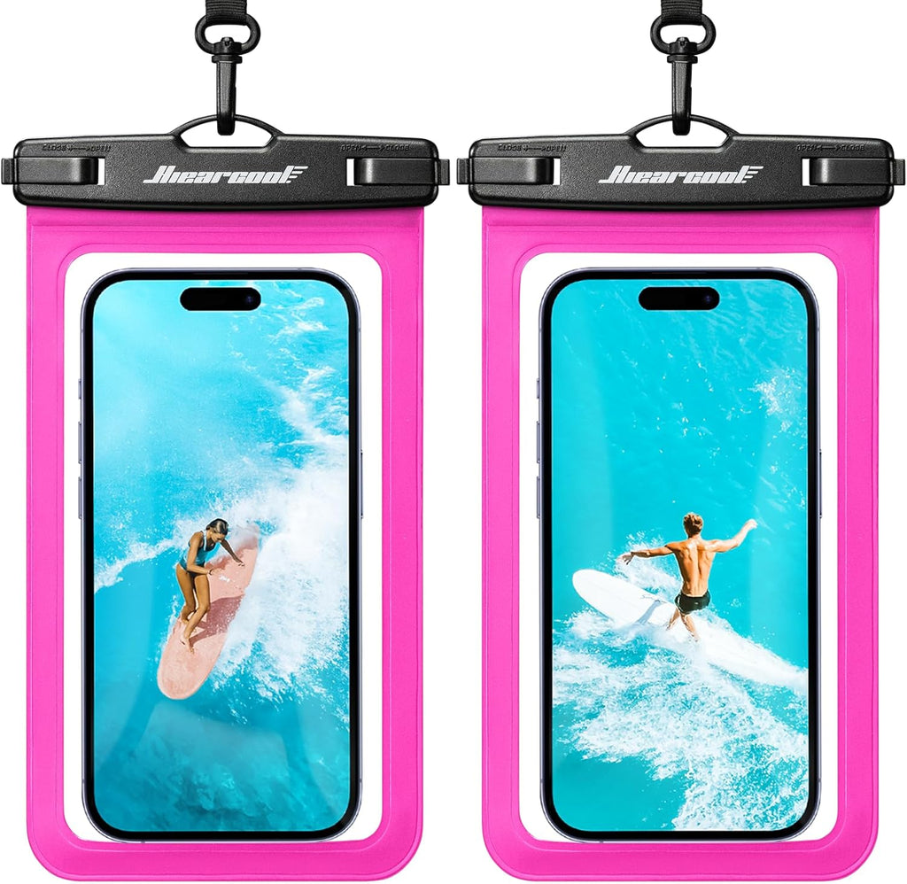 Hiearcool Waterproof Phone Pouch, Waterproof Phone Case, Bright Red 2-Pack