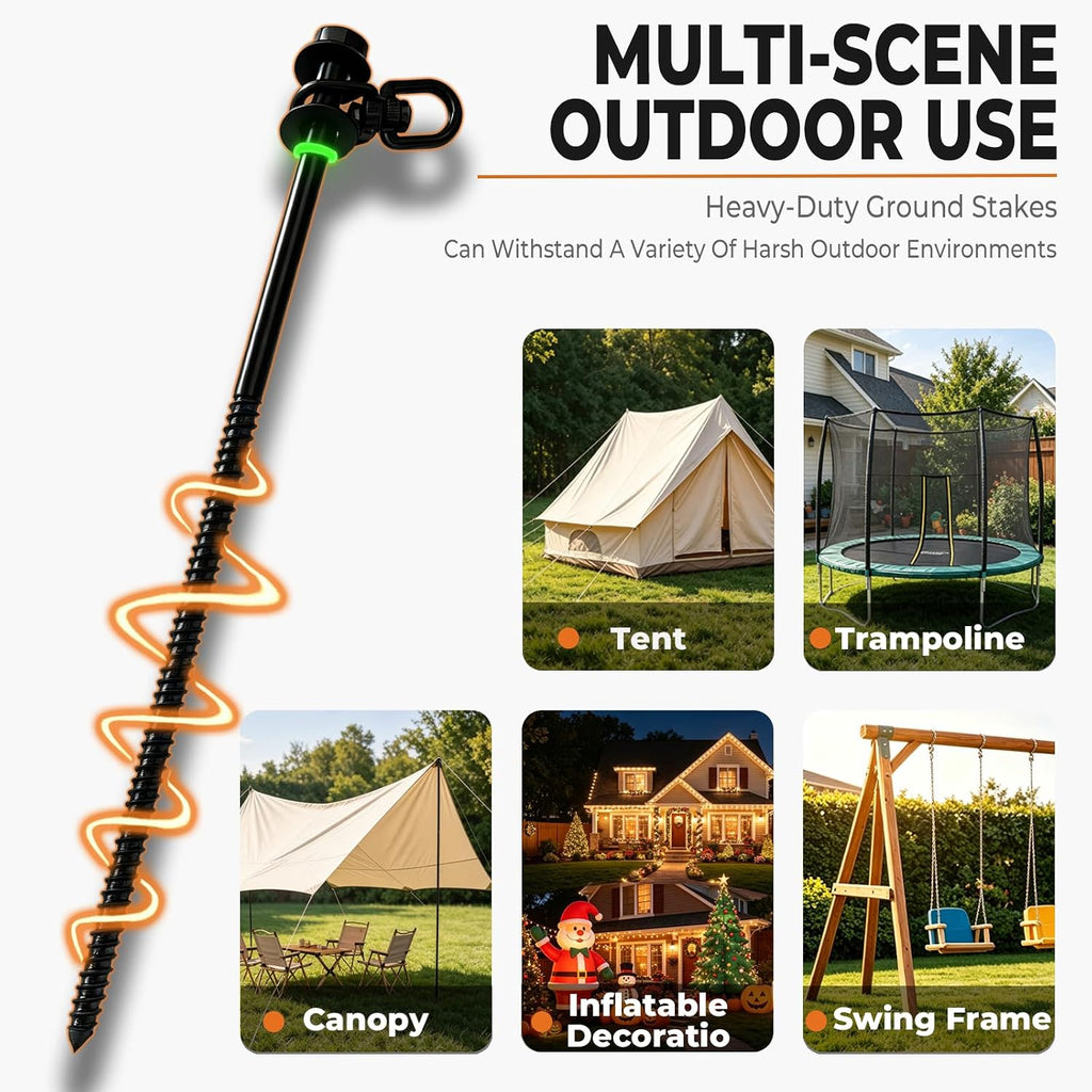 12 Inch 12 Pcs Heavy Duty Steel Screw in Tent Stakes, Ground Anchors