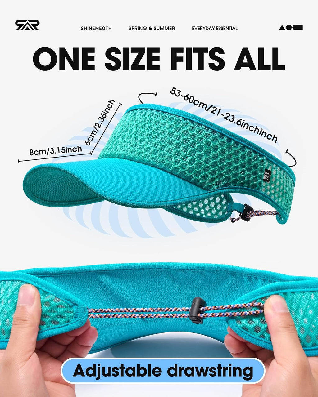 SUNMECI Mesh Breathable Sports Visor - Men Women Adjustable Lightweight Quick Dry Sun Hat for Tennis, Golf, Running