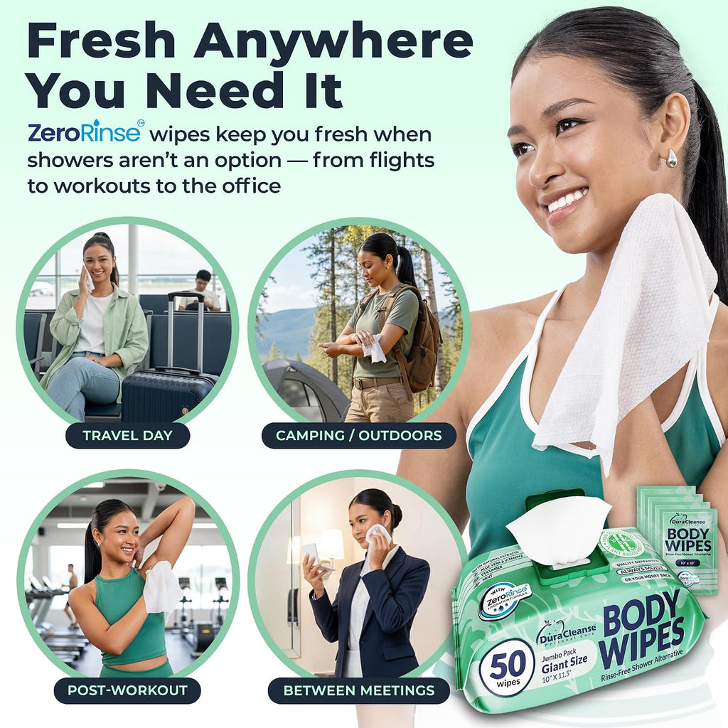 Bulk Body Wipes for Women - Gentle - No Rinse XL Cleansing Wipes - 200 Ct