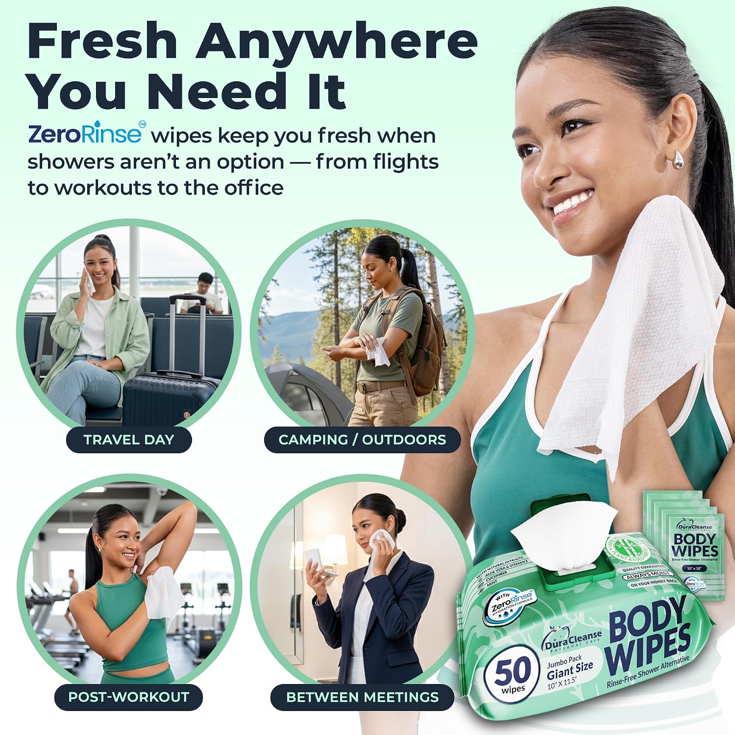 Bulk Body Wipes for Women - Gentle - No Rinse XL Cleansing Wipes - 200 Ct