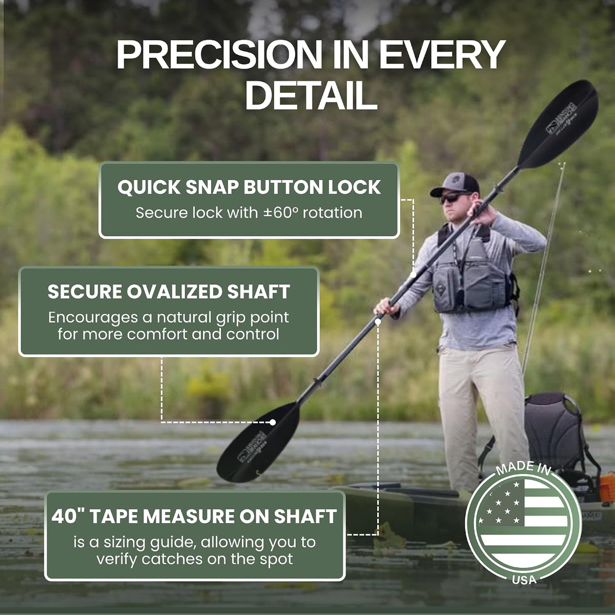 BENDING BRANCHES Angler Ace Versa-Lok™ Carbon Kayak Fishing Paddle – Adjustable Versa-Lok™ Ferrule, Carbon-Reinforced Nylon Blades, Lightweight Carbon Shaft