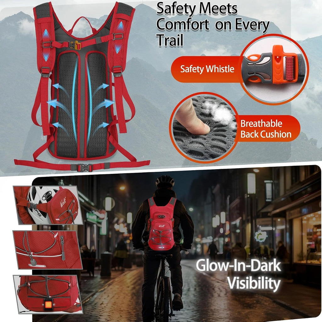 WOLT Hydration Backpack 18L Hiking Water Backpack with 2L Water Bladder for Men Women, Hydration Pack for Running Cycling Biking and Climbing