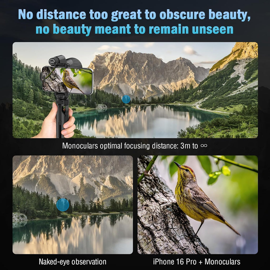 15x55 Monocular Telescope for Adults with Tripod and Phone Adapter