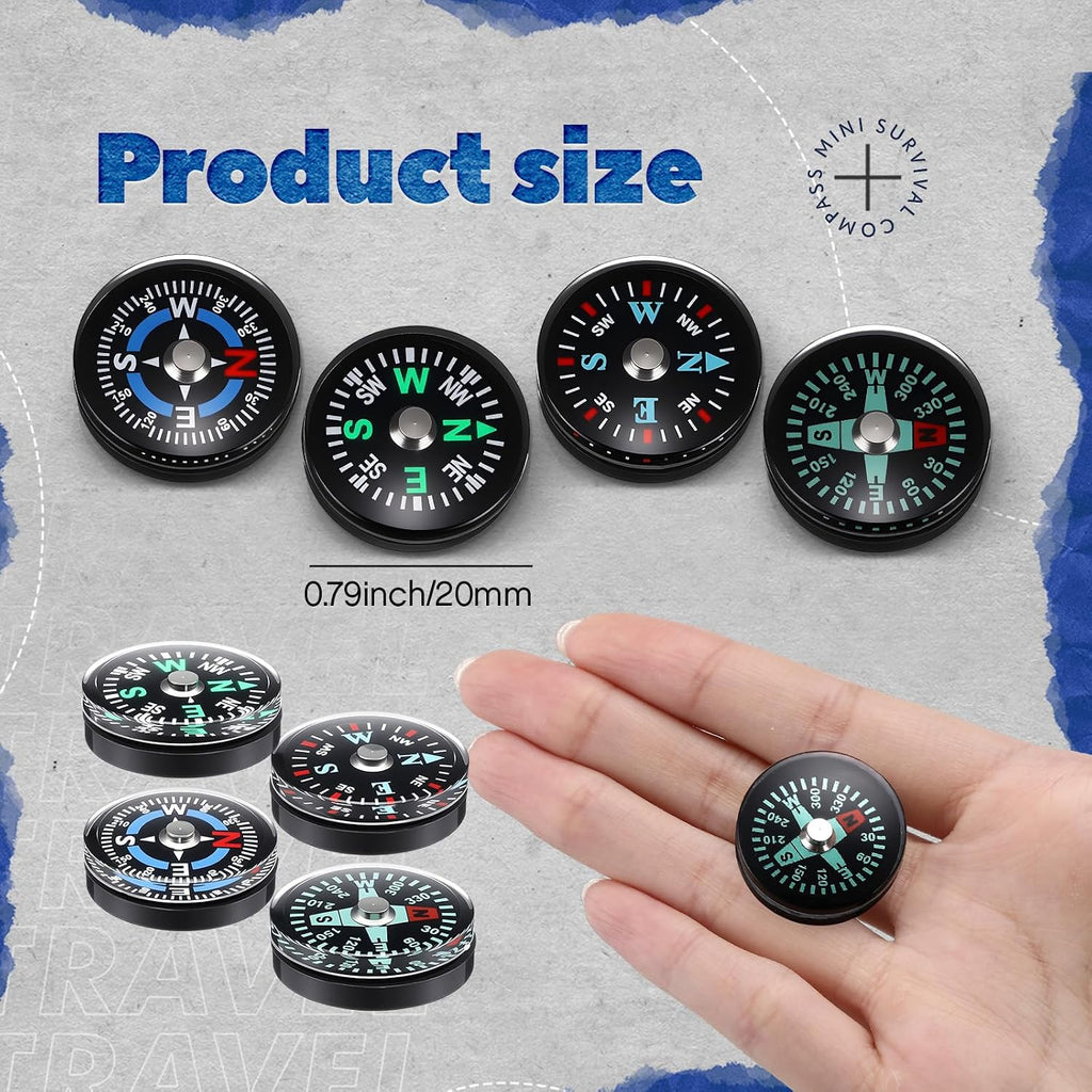 Relaxweex 100 Pcs 20mm Mini Button Compass Bulk for Camping