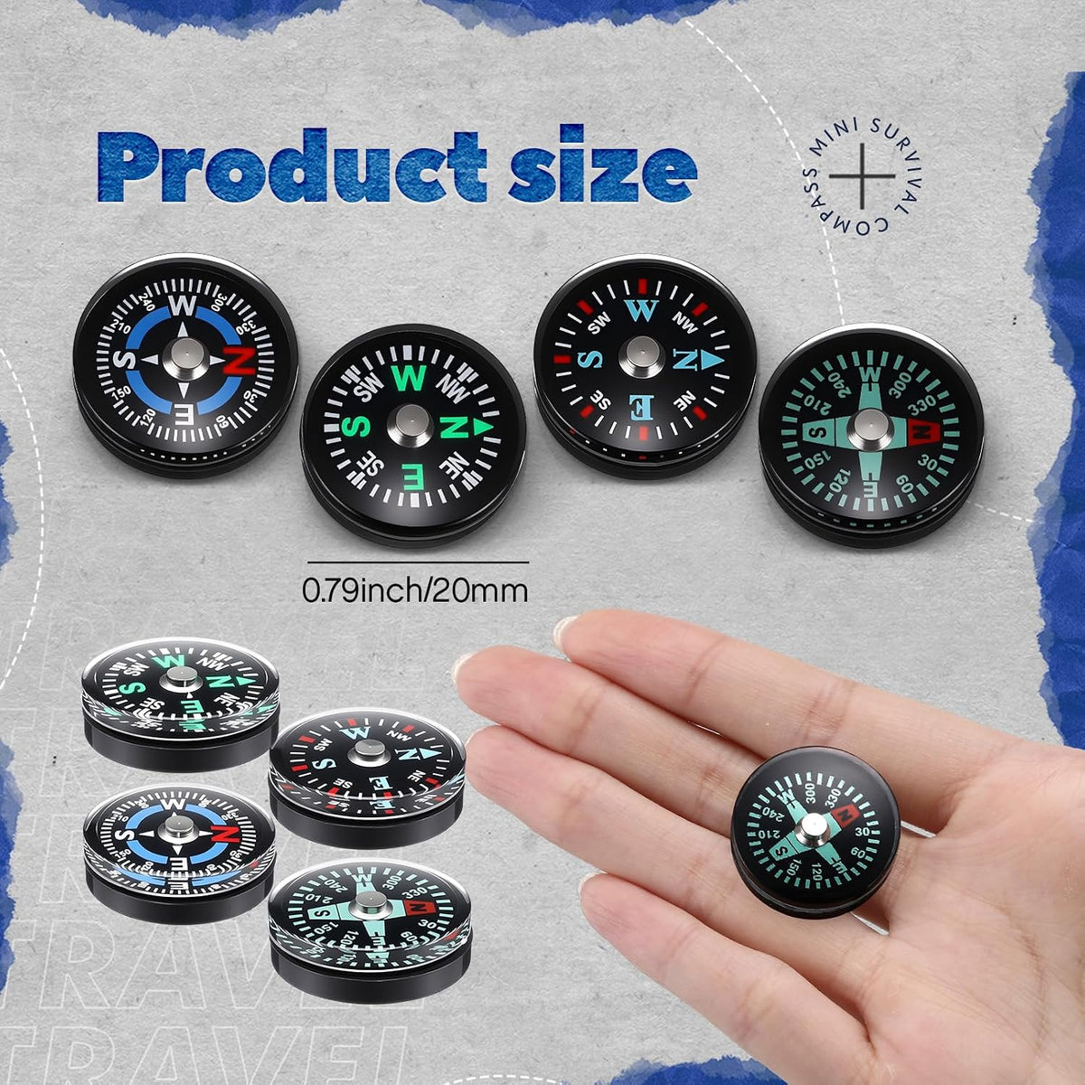 Relaxweex 100 Pcs 20mm Mini Button Compass Bulk for Camping