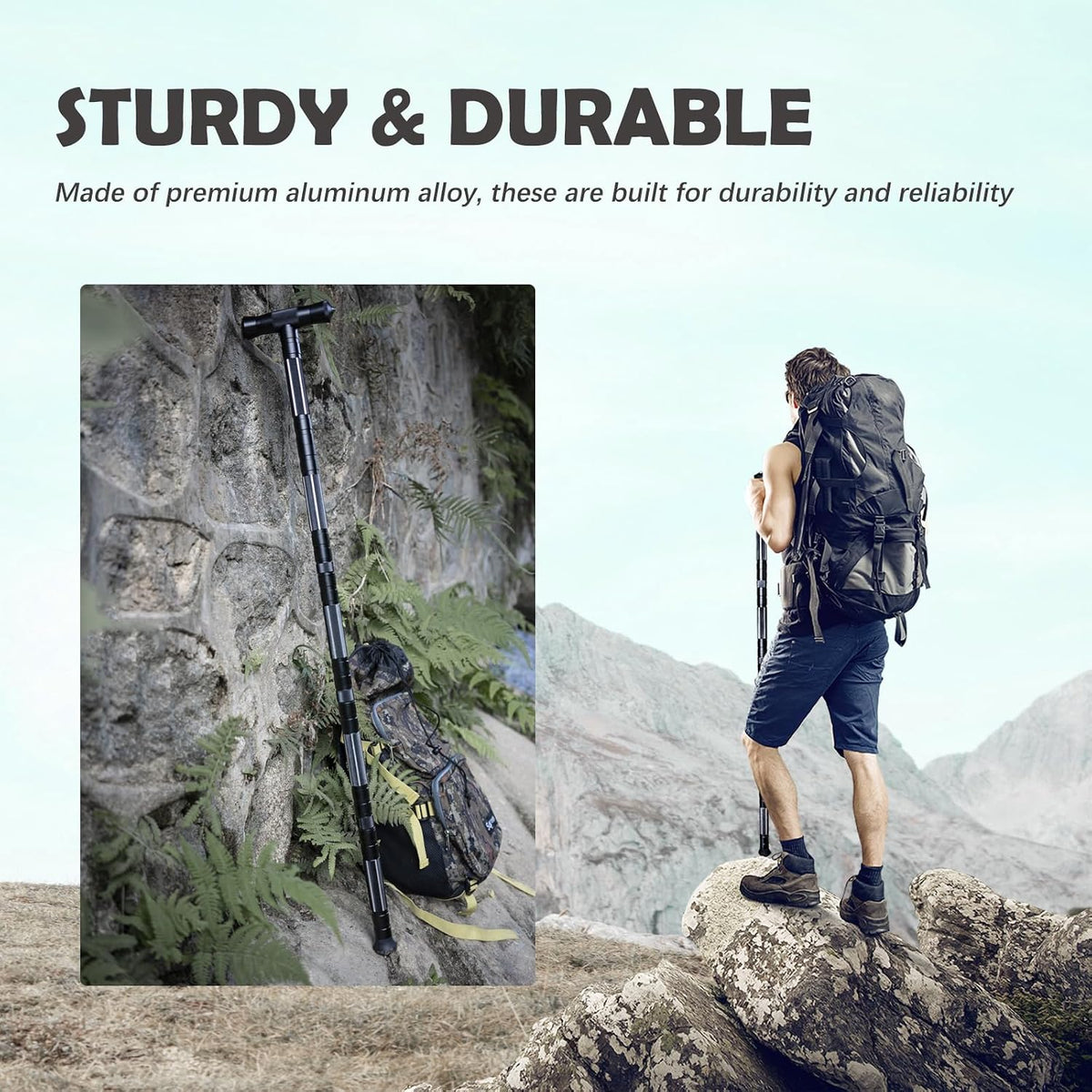 Hiking Tactical Stick Walking Staff,Portable Walking Sticks Trekking Poles Outdoor Multitool Camping Gear for Men Women
