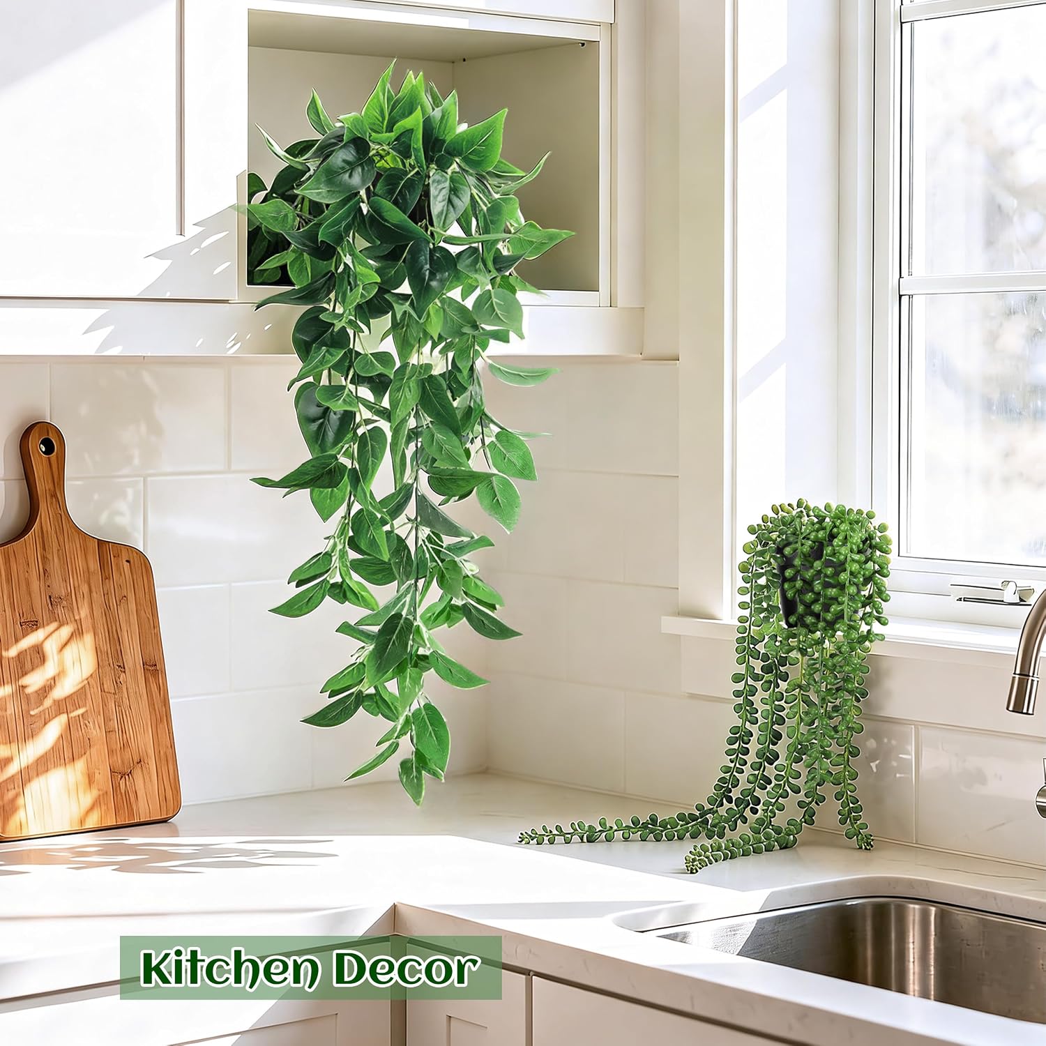 Der Rose 4Pcs Fake Hanging Plants with Lush Cascading Greenery