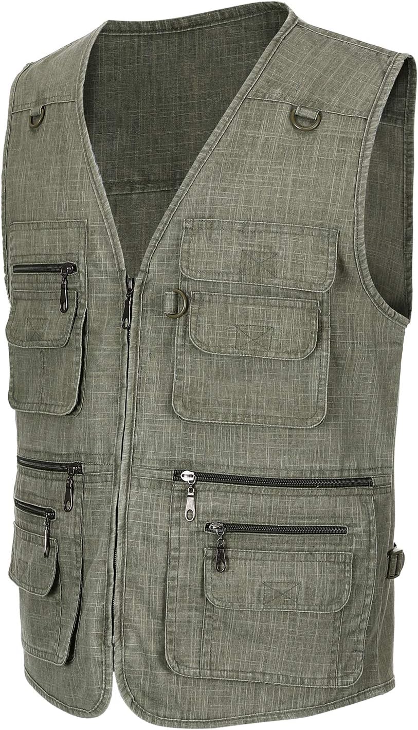 Spanye Mens Outdoor Fishing Vest Safari Travel Photography Vests Jacket Multi Pocket