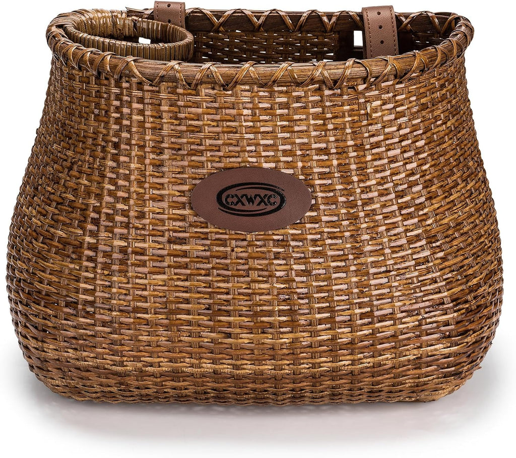 CXWXC Bike Basket - Handmade Rattan Bike Baskets for Girls Women