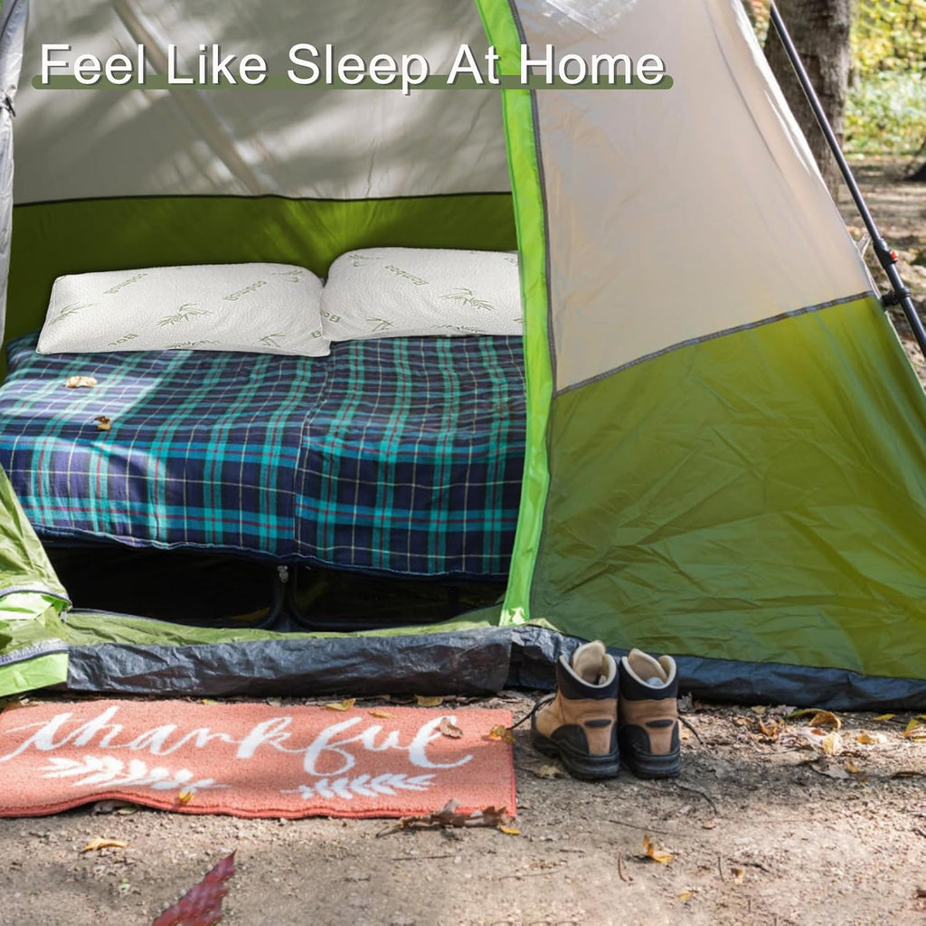 Camping Pillow for Sleeping 2 Pack,Filled in Shredded Memory Foam
